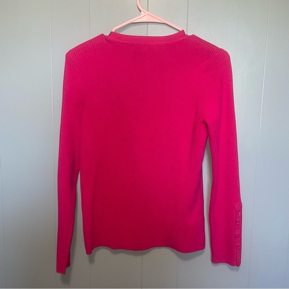 Vintage Liz Claiborne Cotton Blend Thick Top Hot Pink Medium - Picture 7 of 7
